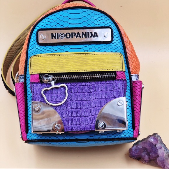Nicopanda Mini Me Snakeskin Colorblock backpack - Picture 2 of 4